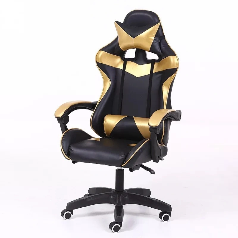 Height and Reclining Back Gaming Chair, Full Armrest, Headrest and Lumbar Support Swivel Chair Aluminum Alloy Legs Wbb17060