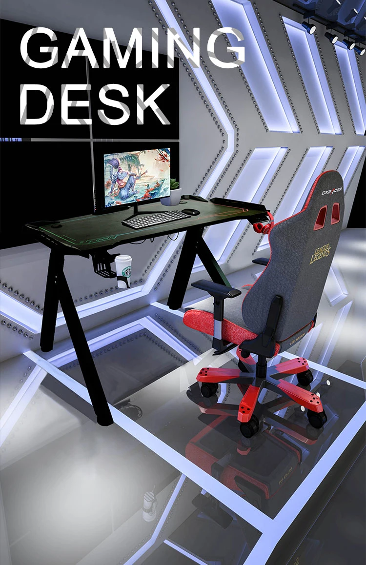 Electric Standing Table Adjustable Height Best Picture RGB Big Black De Gaming Desk with Table Top
