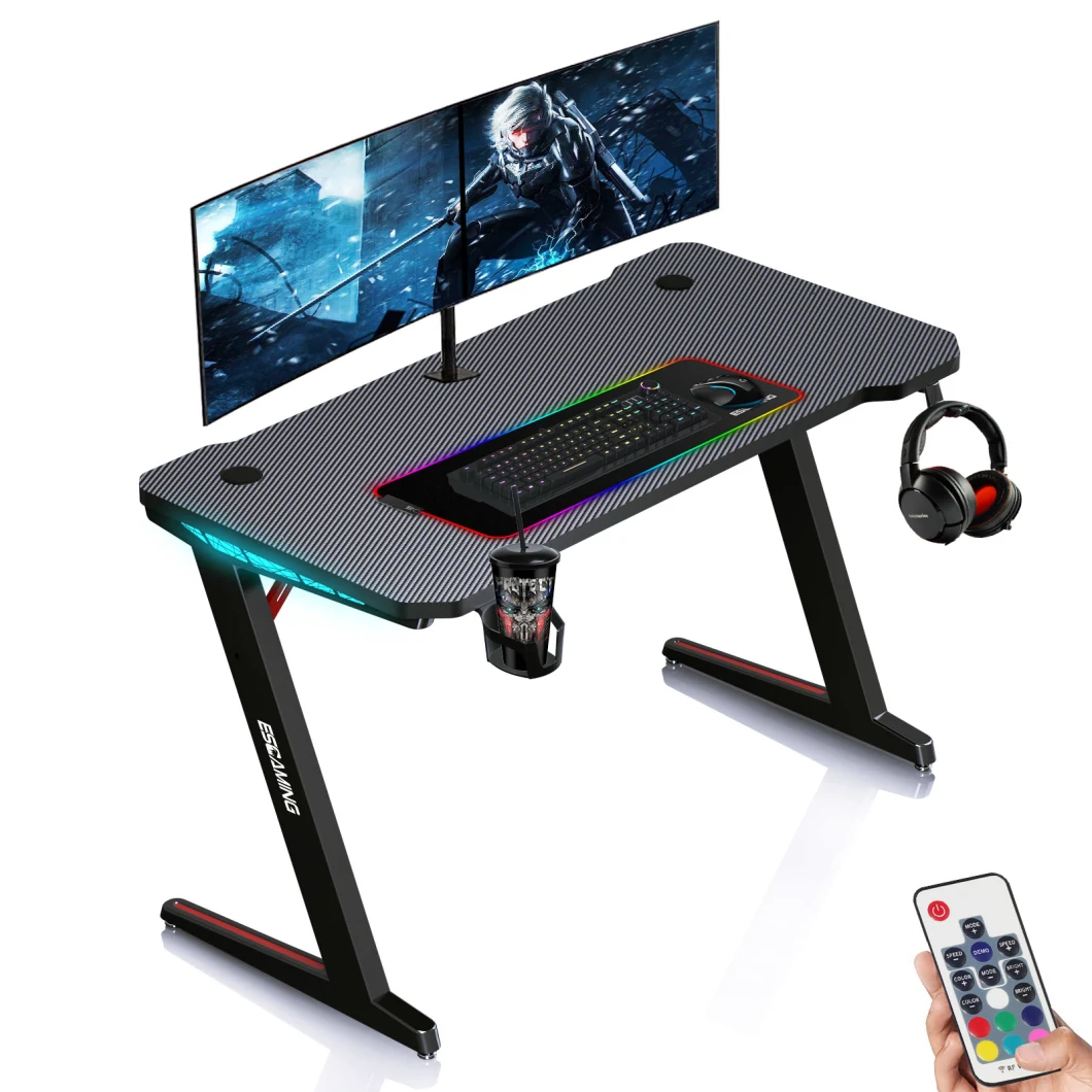 New Design RGB LED Light Gamer Desk Table RGB 2020 Gaming Desk PC Computer Desk with 1200mm MDF Desktop
